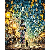 Paint by Numbers "Japanese Night. Girl with Cat" LW3515, 40x50 cm
