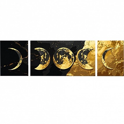 "Gold of the Universe" Paint-by-Numbers Triptych LW7000 with Metallic Paints, 40 x 150 cm