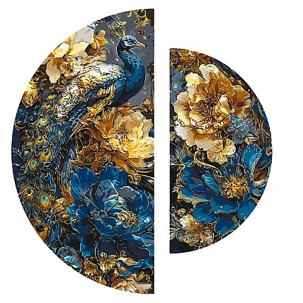 Painting by numbers "Peacock Luxury in Flowers" OSR1015 with metallic paints 67x67 cm