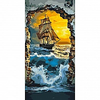 Картина по номерам "Корабль в море" LW5119, 40х80 см