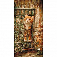 Painting by numbers "Cat in a Vintage Garden" LW5209, 40x80 cm