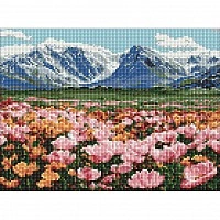 Diamond mosaic "Mountain field of flowers" AMO20347, 30x40 cm