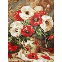 Diamond mosaic "Red and white poppies" AMO20407, 30x40 cm