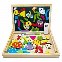 "2-in-1 Magnetic Board" Wooden Toy MD 0815C, double-sided, pencil case, chalk