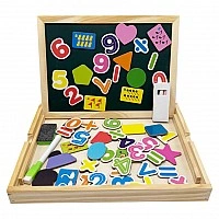 Wooden toy "Magnetic board 2 in 1" MD 0815A, double-sided, pencil case, chalk