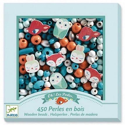 DJECO DJ09807 Creative Set with Wooden Beads "Little Animals"