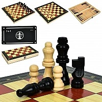 Set of board games "Chess, Backgammon, Checkers 3 in 1" A0054 wooden