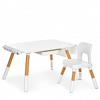 Table with chair M 6319-1, 2 small baskets, white