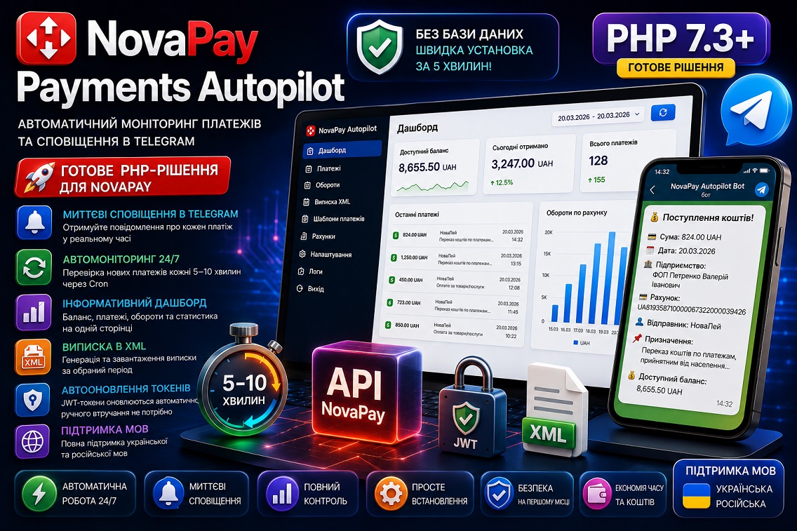 Novapay Payments Autopilot - отправка новых платежей в Телеграм