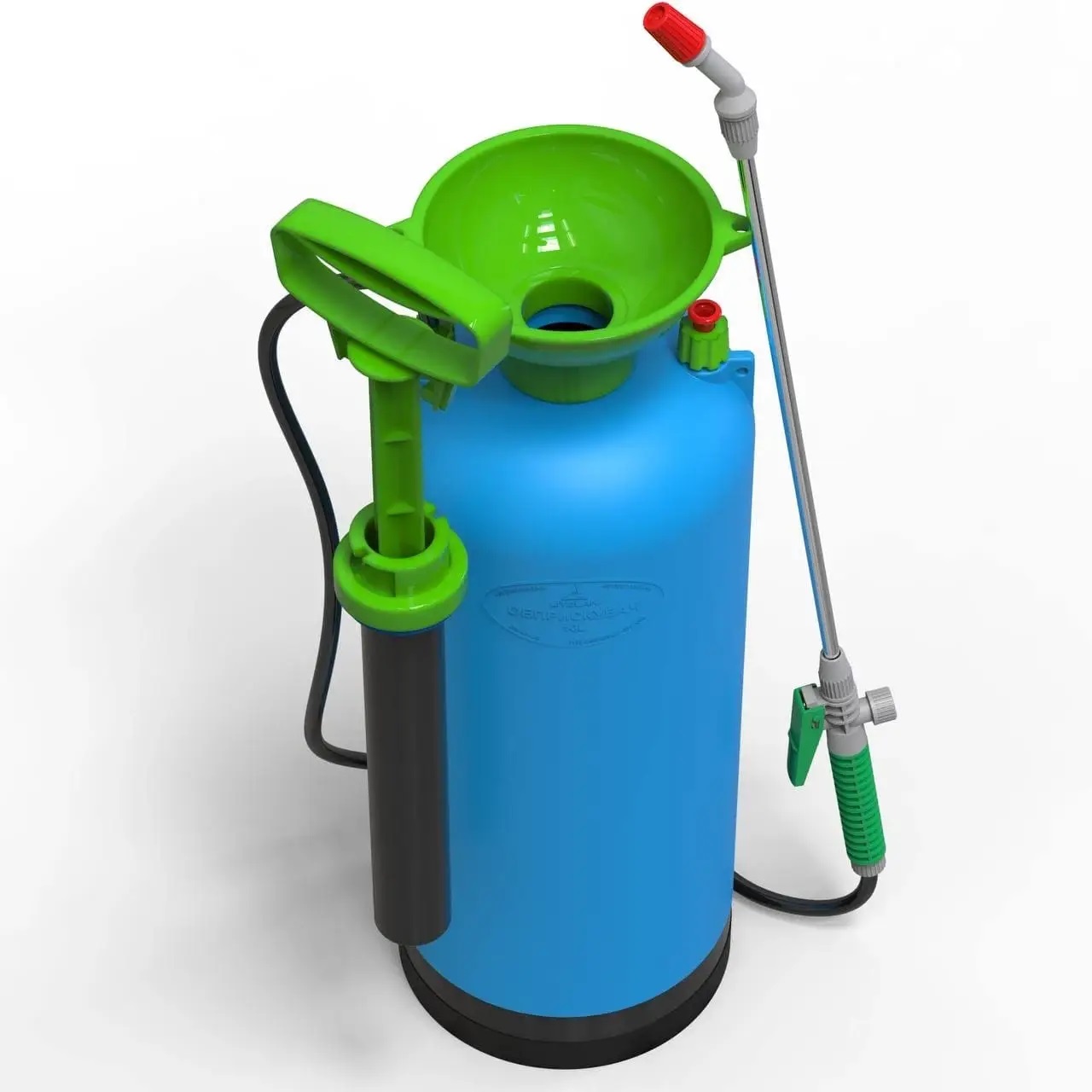 Hand-held pneumatic sprayer with a capacity of 10 liters