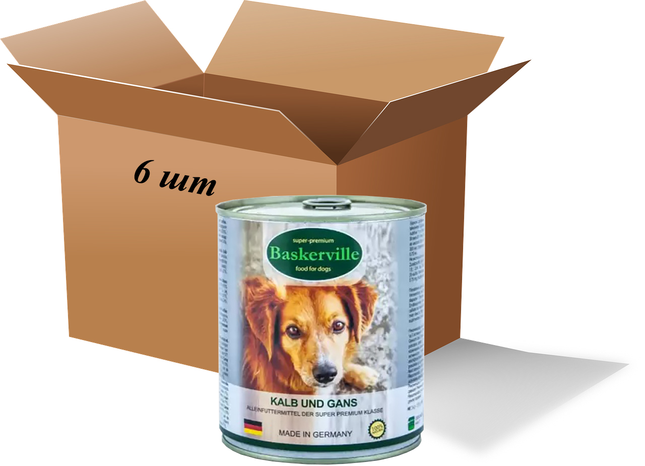 Wet food for dogs Вaskerville Veal and guska meat, 400 g (pack of 6)
