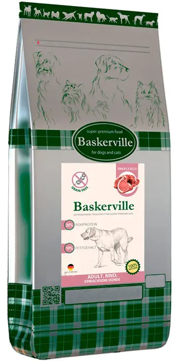 Dry grain-free food for adult dogs Baskerville. adult. Rind Beef. (20kg)