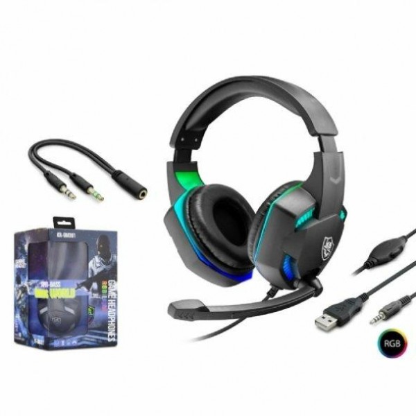 Игровые наушники Gaming Headset KR-GM301 Karler RGB подсветка. Проводная игровая гарнитура с микрофоном и подсветкой Игровые наушники Gaming Headset KR-GM301 Karler RGB подсветка. Проводная игровая гарнитура с микрофоном и подсветкой