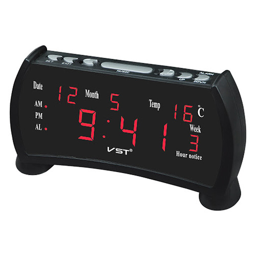Mains clock VST-761WX-1 red, 220V