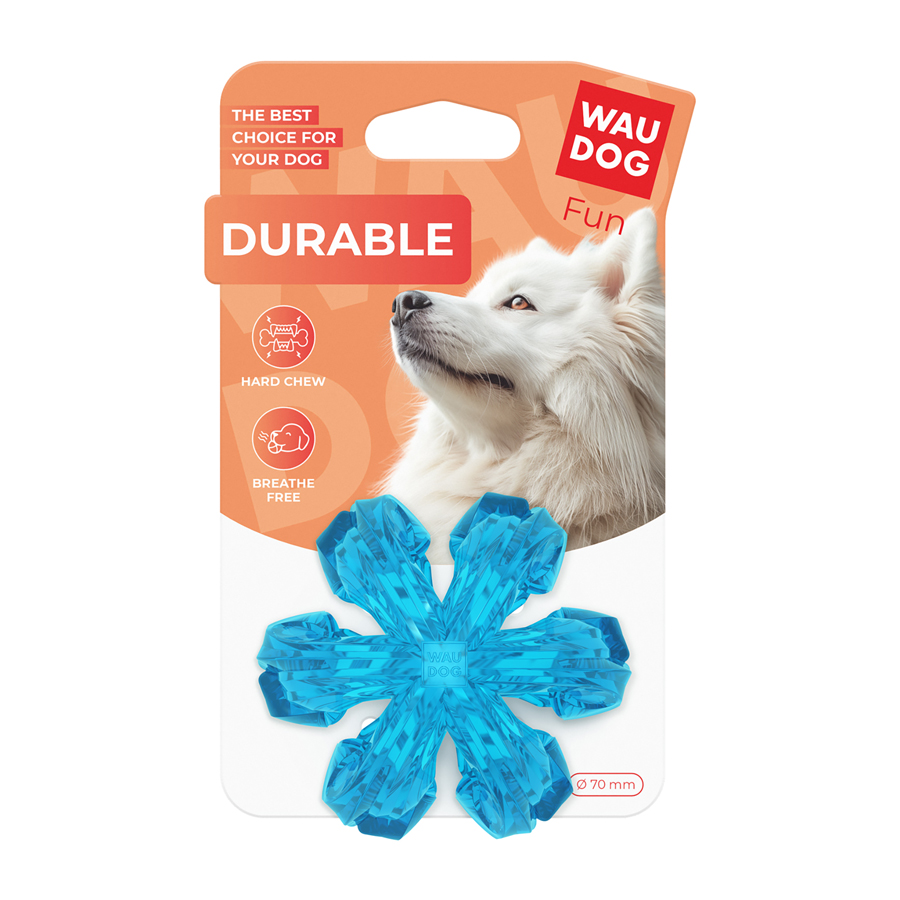 WAUDOG Fun Durable Dog Toy, Breathable Ball, Thermoplastic Rubber, 70 mm, Blue