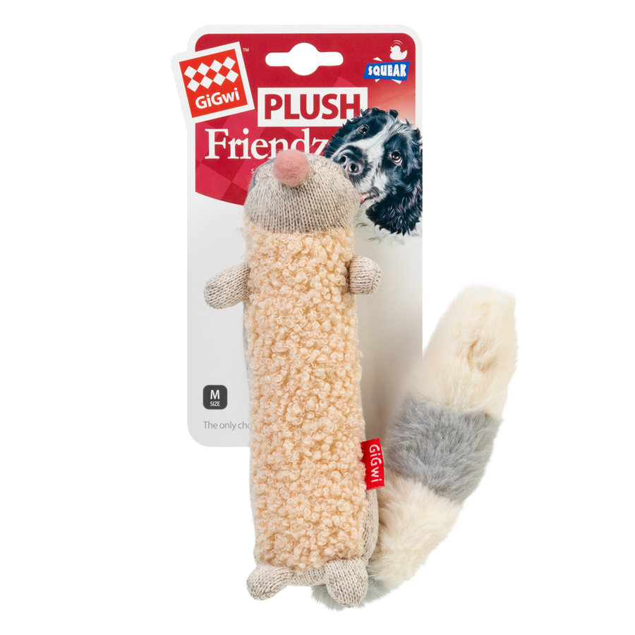 Игрушка для собак Енот с пищалкой GiGwi Plush Friendz, текстиль, 17 см
