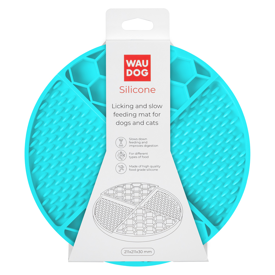 Коврик для слизывания и медленного кормления WAUDOG Silicone, 211х211х30 мм, голубой