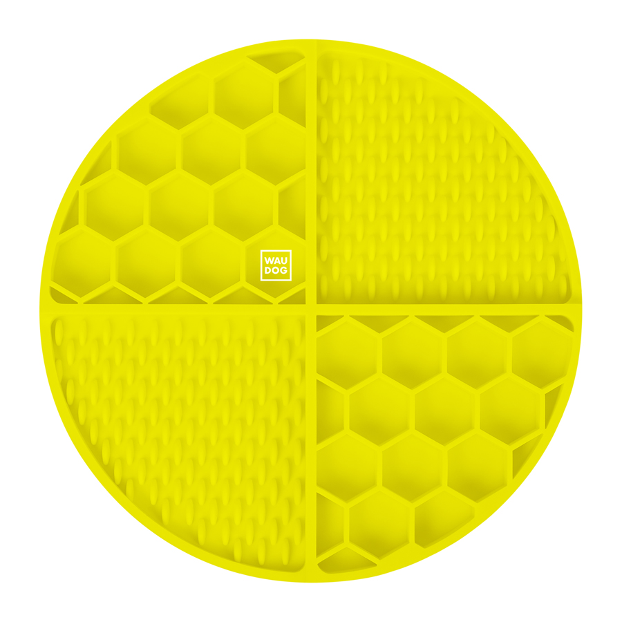 Коврик для слизывания и медленного кормления WAUDOG Silicone, 211х211х30 мм, желтый