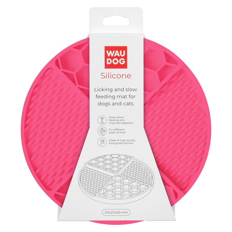 Коврик для слизывания и медленного кормления WAUDOG Silicone, 211х211х30 мм, розовый
