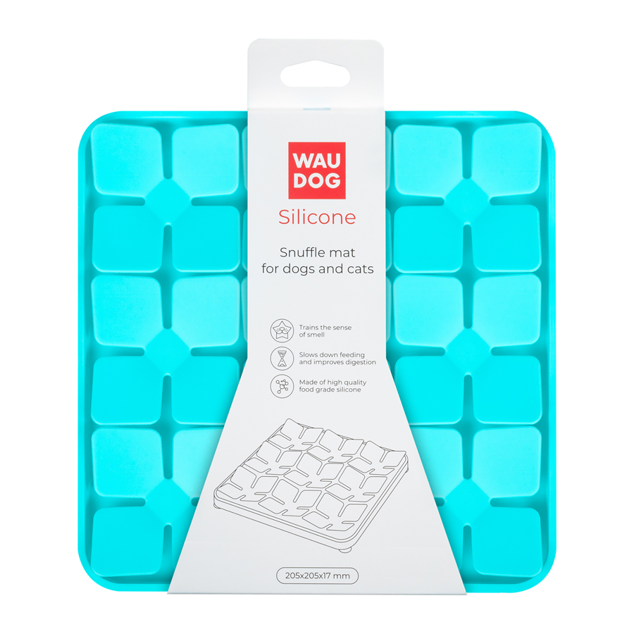 Коврик для поиска корма WAUDOG Silicone, 205х205х17 мм, голубой