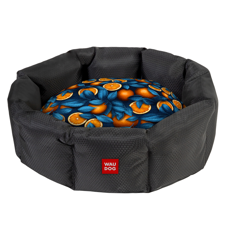 Лежанка для собак WAUDOG Relax, рисунок "Апельсины", L, Ш 49 см, Дл 59 см, В 20 см