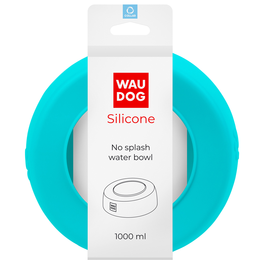Миска-непроливайка WAUDOG Silicone, 1 л голубой
