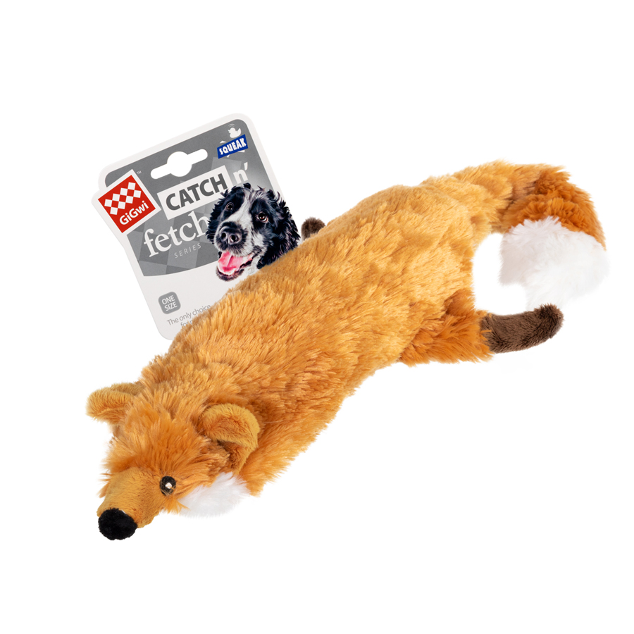 Игрушка для собак Лиса с большой пищалкой GiGwi Catch&fetch, искусственный мех