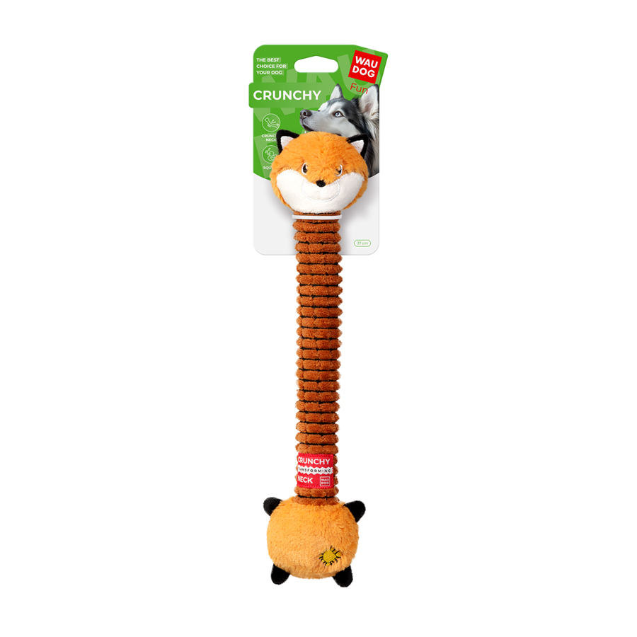 WAUDOG Fun Crunchy Dog Toy Fox, Cotton, Polyester, Plastic, Foam, 37 cm