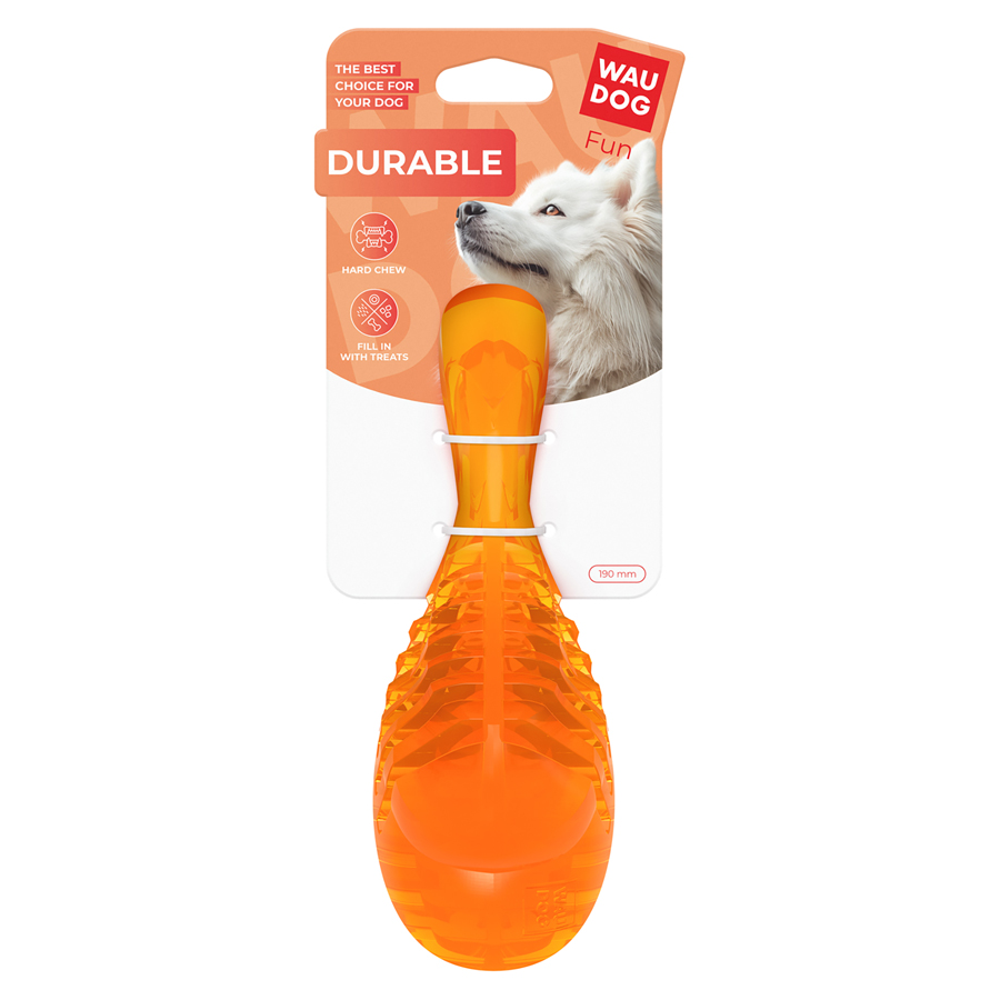 WAUDOG Fun Durable Dog Toy Ham, Thermoplastic Rubber, 190mm, Orange