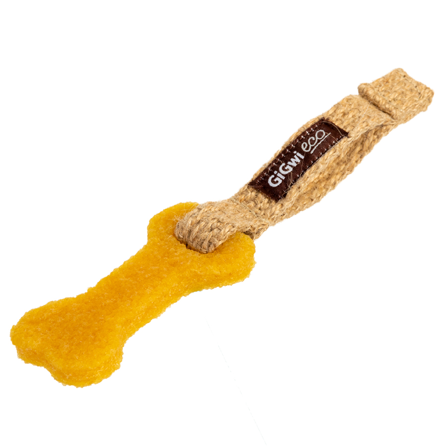 Игрушка для собак Маленькая кость GiGwi Gum Gum, экорезина, джут, 9 см