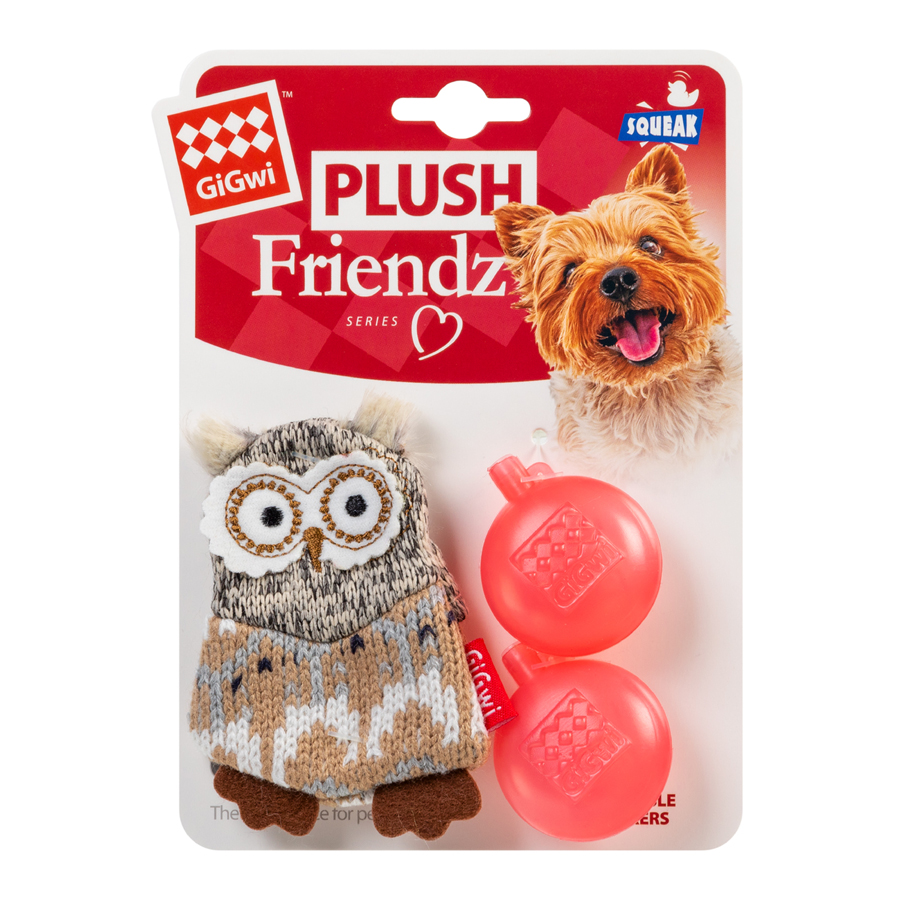Dog toy Owl with squeaker GiGwi Plush Friendz, textile, 10 cm