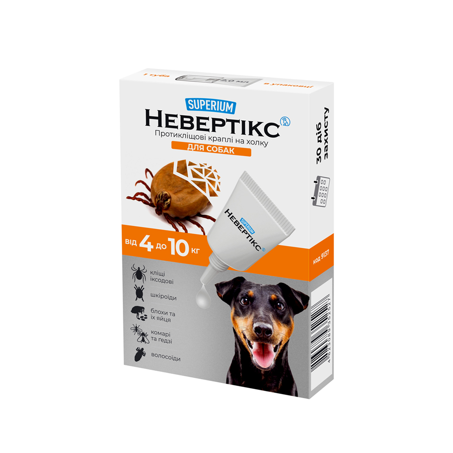 SUPERIUM Nevertix, anti-tick drops on withers for dogs, 4-10 kg