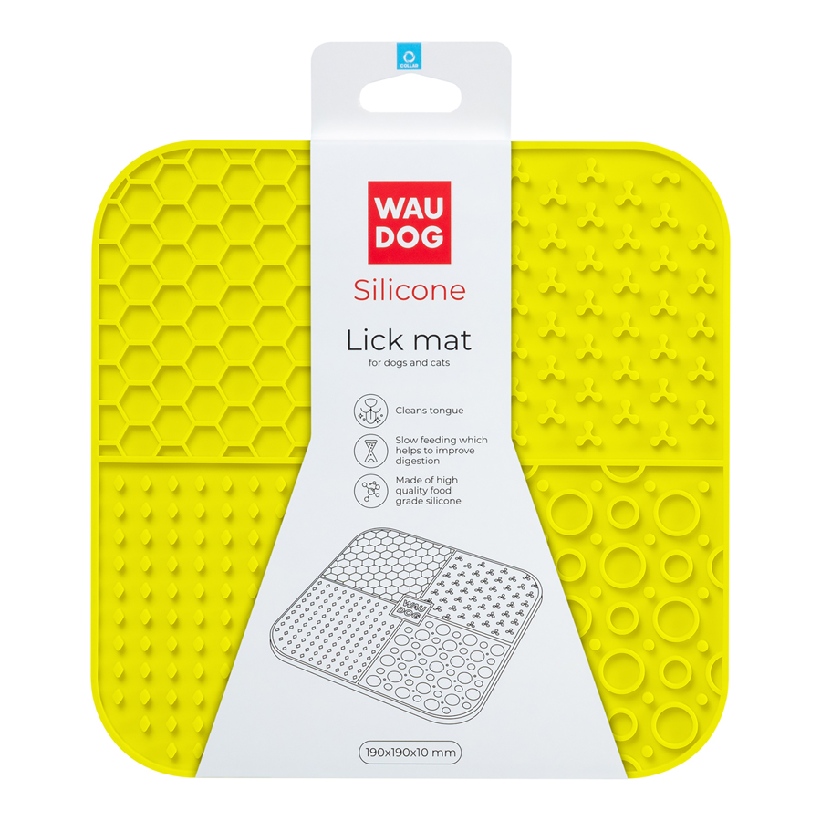 Коврик для слизывания WAUDOG Silicone, 190х190х10 мм, желтый