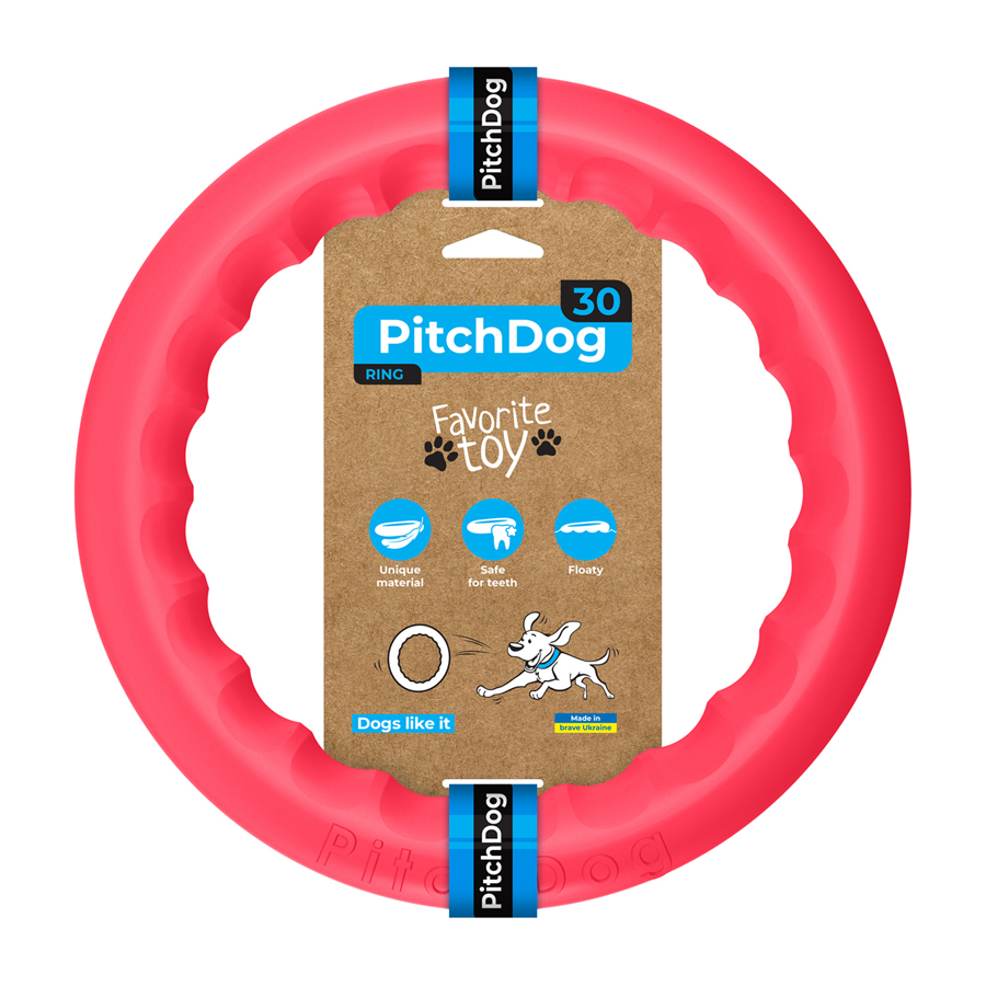 Кольцо для апортировки PitchDog30, диаметр 28 см розовый