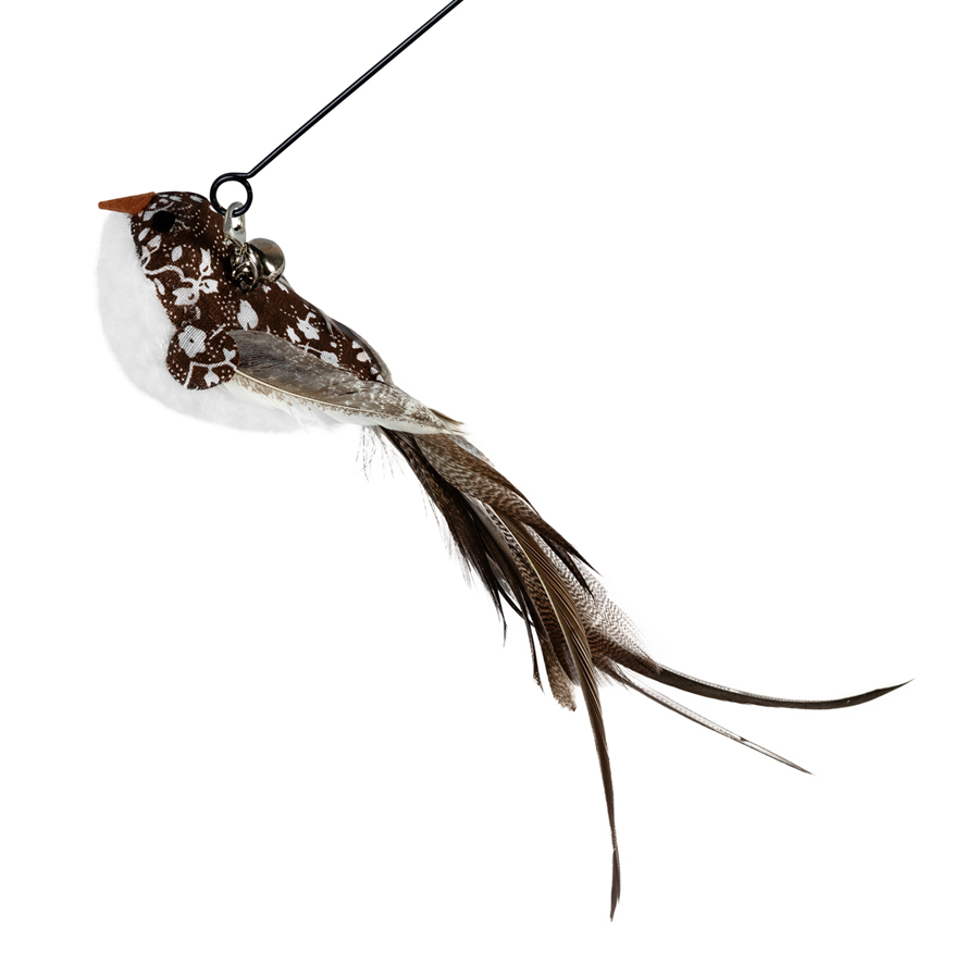 Cat toy WAUCAT Fun Teaser suction cup teaser with a bird, white, plastic, silicone, feather, 800 mm