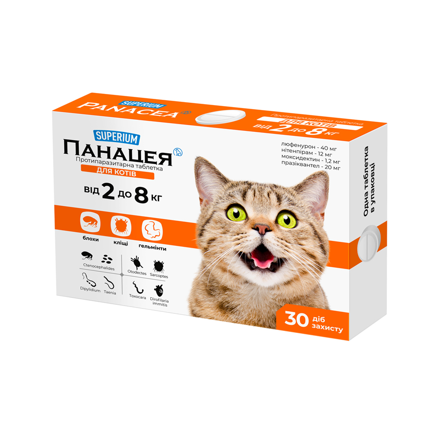SUPERIUM Panacea, antiparasitic tablets for cats 2-8 kg