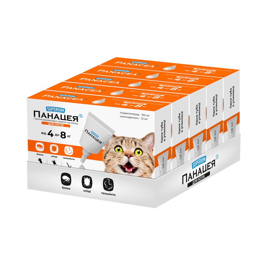 SUPERIUM Panacea, antiparasitic drops on the withers for cats, 4-8 kg