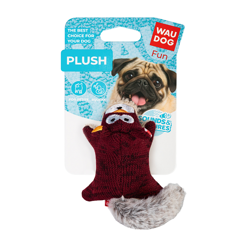 Dog Toy WAUDOG Fun Plush Squirrel, knitted, W 4 cm, L 9 cm, S