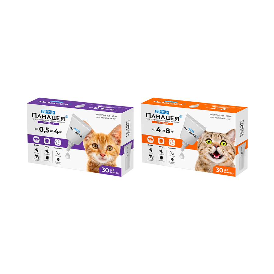SUPERIUM Panacea, antiparasitic drops on the withers for cats, 0.5-4 kg