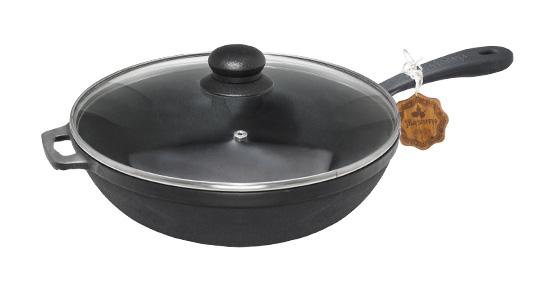 Cast iron stew pot "Nasha Meisternya" Ø20cm with cast handle, with glass lid ST-T2011C3