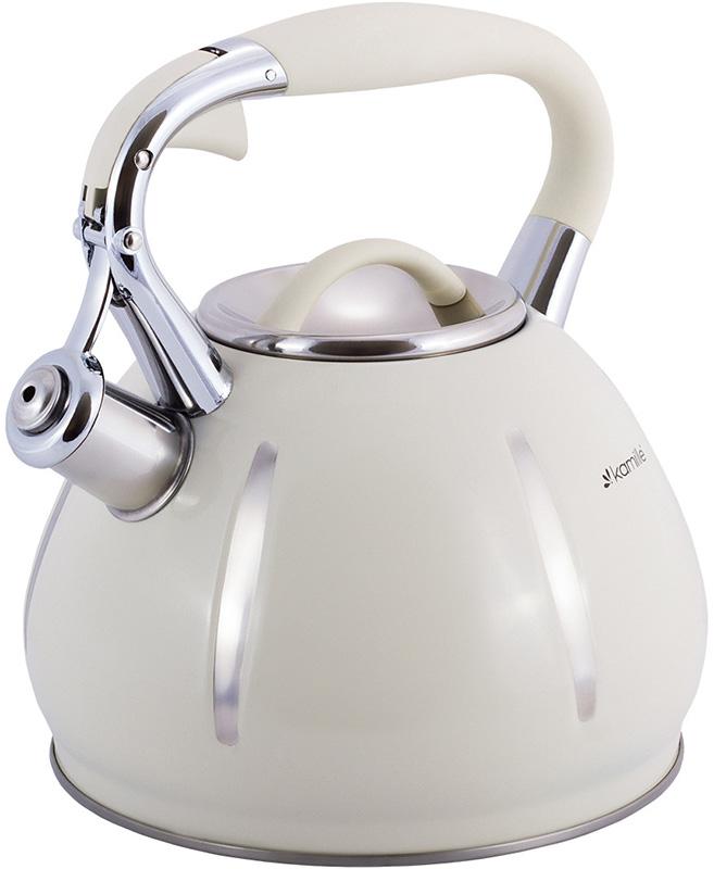 Kamille Marshmallow 3L Stainless Steel Whistling Kettle, Beige KM-0691A-WH