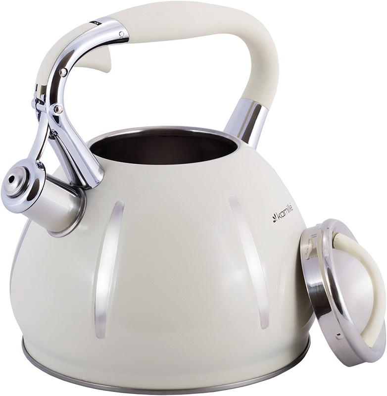 Kamille Marshmallow 3L Stainless Steel Whistling Kettle, Beige KM-0691A-WH