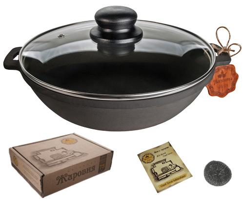 "Nasha Maisternya" Cast Iron Skillet, Ø24 cm, with Glass Lid ST-T102C3