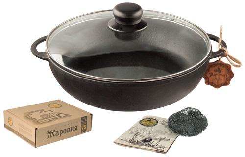"Nasha Maisternya" Cast Iron Skillet, Ø28 cm, with Glass Lid, ST-T104C3