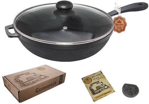 Cast Iron Skillet "Nasha Maysternya" Ø24cm with cast handle, with glass lid ST-T202C3