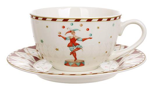 Tea porcelain set "Circus" 4 cups 250ml with saucers BD-K378