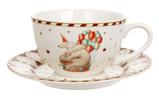 Tea porcelain set "Circus" 4 cups 250ml with saucers BD-K378