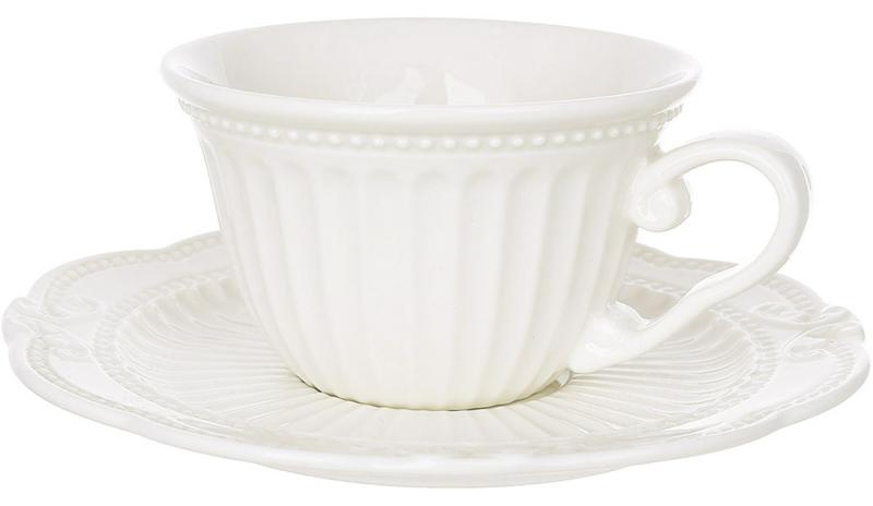 Porcelain Tea Pair "Elegance White" cup 220ml with saucer BD-988-571