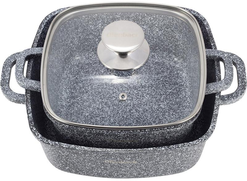Ofenbach Snow Marble 2-Piece Square Pot Set (2.3 L, 4.4 L) with Two Potholders NB-100508