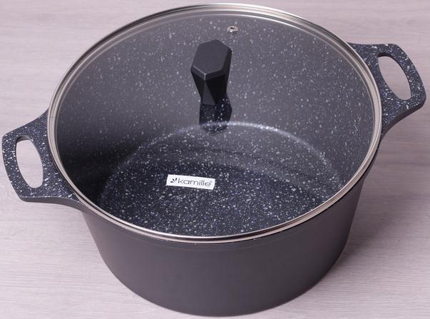 Кастрюля Kamille Casserole 6.3л со стеклянной крышкой KM-4402
